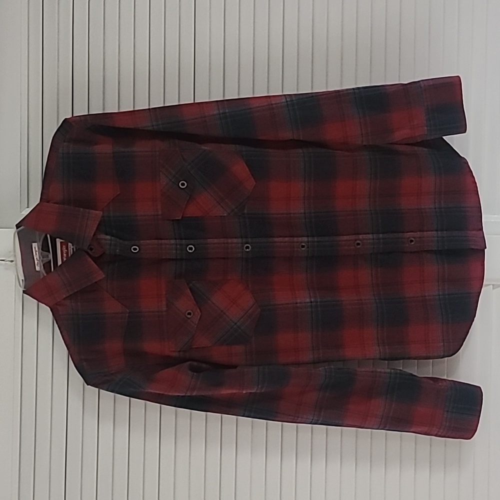 Wrangler Flex for Comfort Button-Down Plaid Shirt. Sz S. Red/Gray